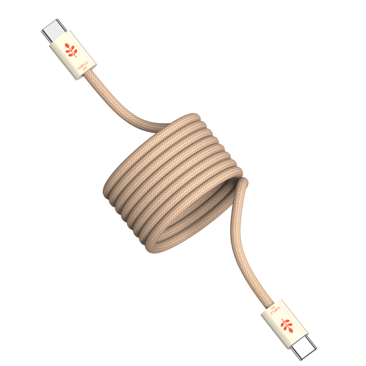 MagVine Nylon Braided Magnetic Charging Cable, 100W, Type C-C (1.2M), Beige