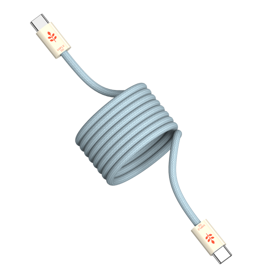 MagVine Nylon Braided Magnetic Charging Cable, 100W, Type C-C (1.2M), Light Blue (Limpet Shell)